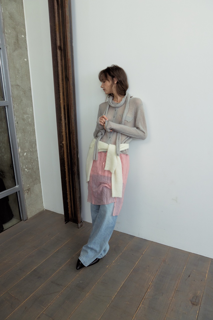 WEARABLE-L韓國直郵女士新款休閑人氣熱賣針織衫含圍巾開衫WEARABLE針織衫