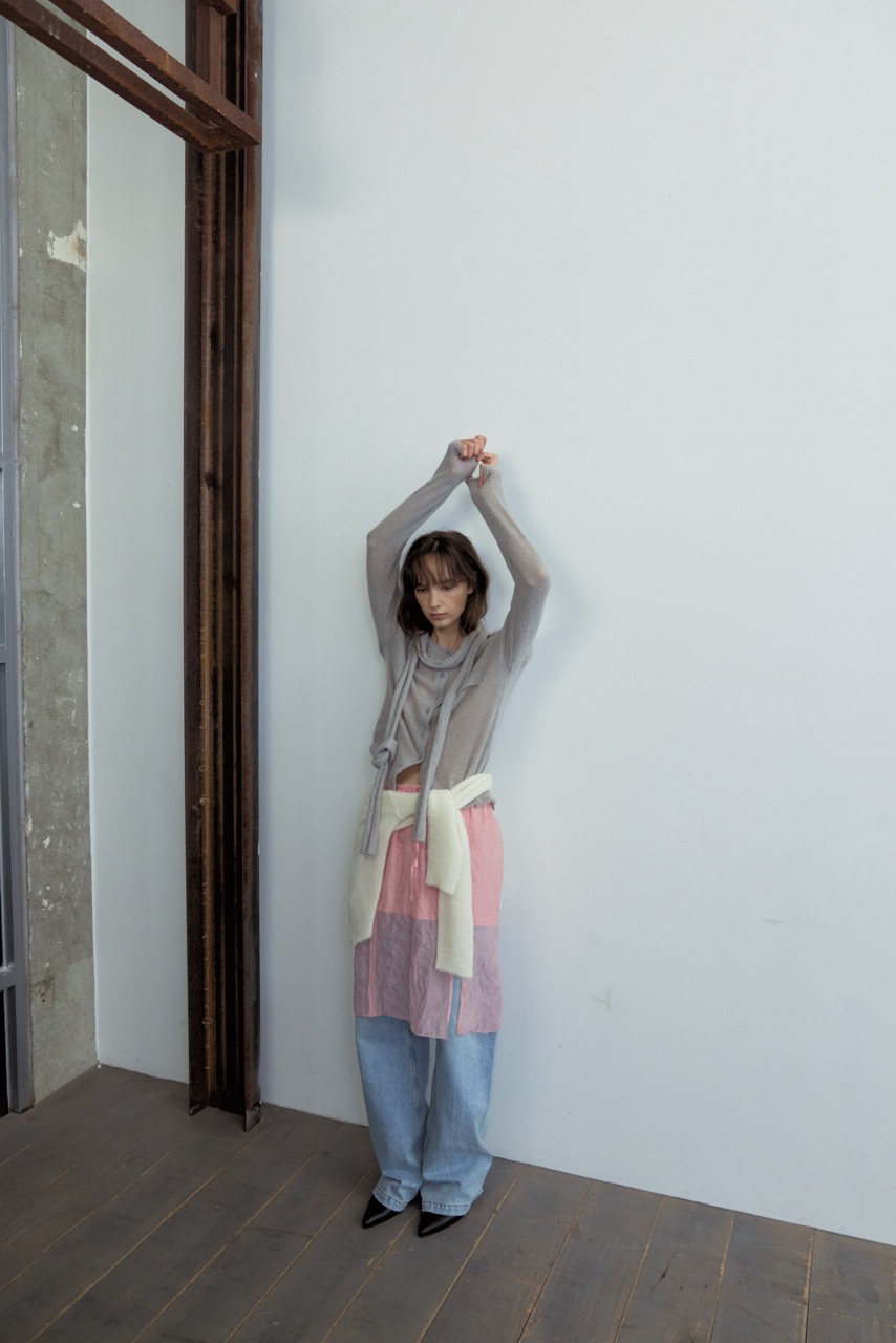 WEARABLE-L韓國直郵女士新款休閑人氣熱賣針織衫含圍巾開衫WEARABLE針織衫