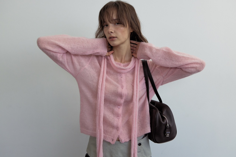 WEARABLE-L韓國直郵女士新款休閑人氣熱賣針織衫含圍巾開衫WEARABLE針織衫
