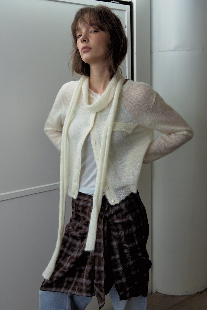 WEARABLE-L韓國直郵女士新款休閑人氣熱賣針織衫含圍巾開衫WEARABLE針織衫圖色4
