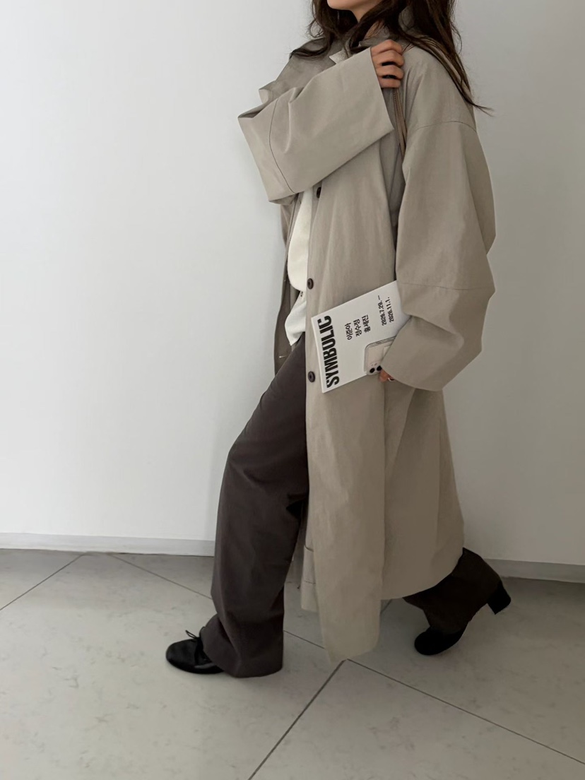 ARKIE/TAF韓國直郵女士新品人氣26初秋休閑長款風衣高領ARKIE/TAF長款風衣