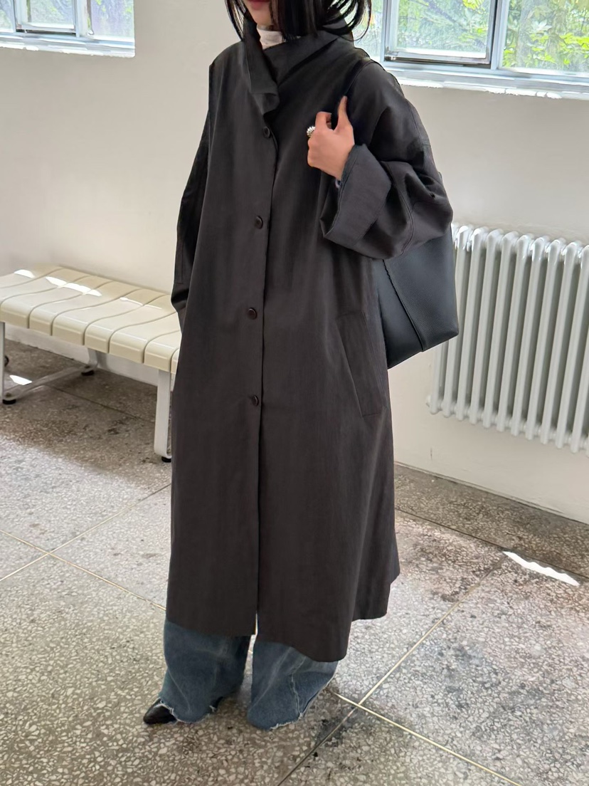 ARKIE/TAF韓國直郵女士新品人氣26初秋休閑長款風衣高領ARKIE/TAF長款風衣