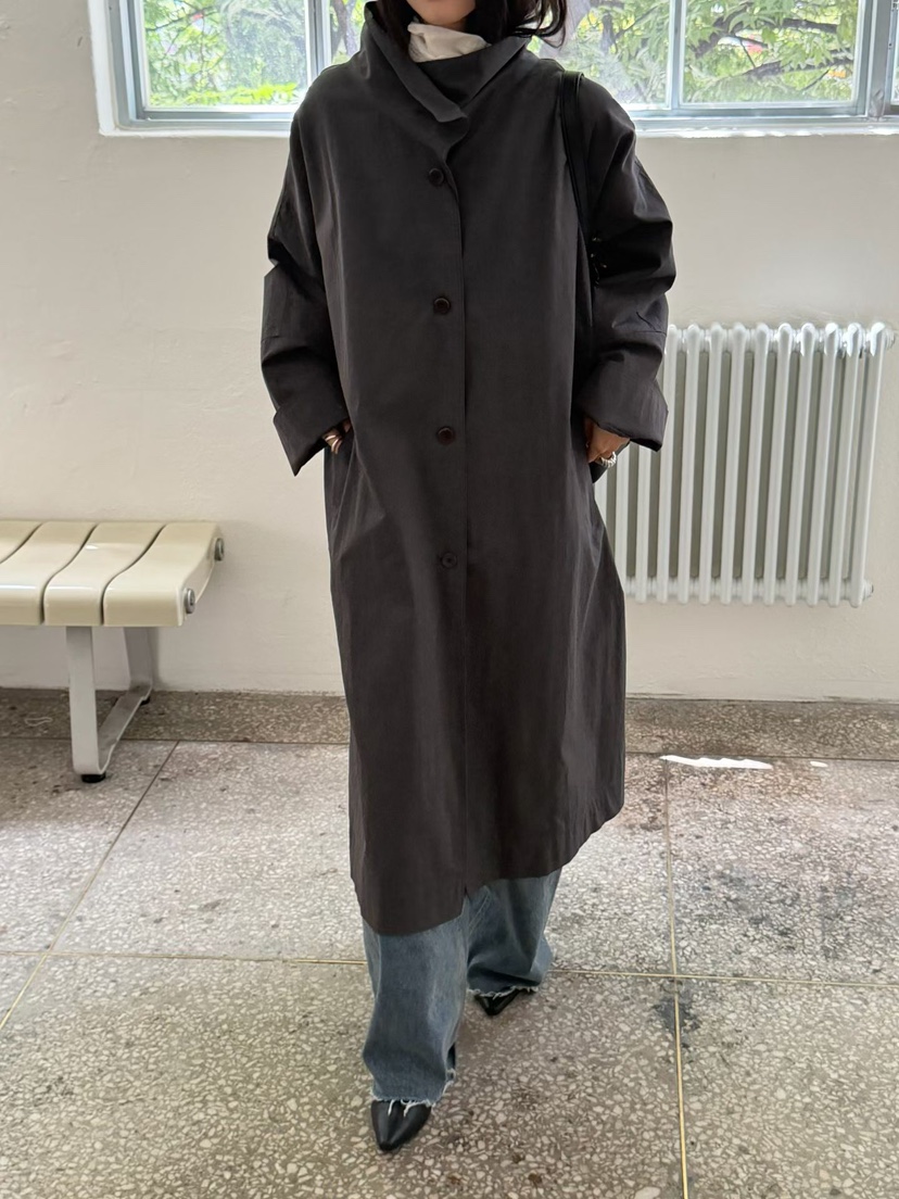 ARKIE/TAF韓國直郵女士新品人氣26初秋休閑長款風衣高領ARKIE/TAF長款風衣