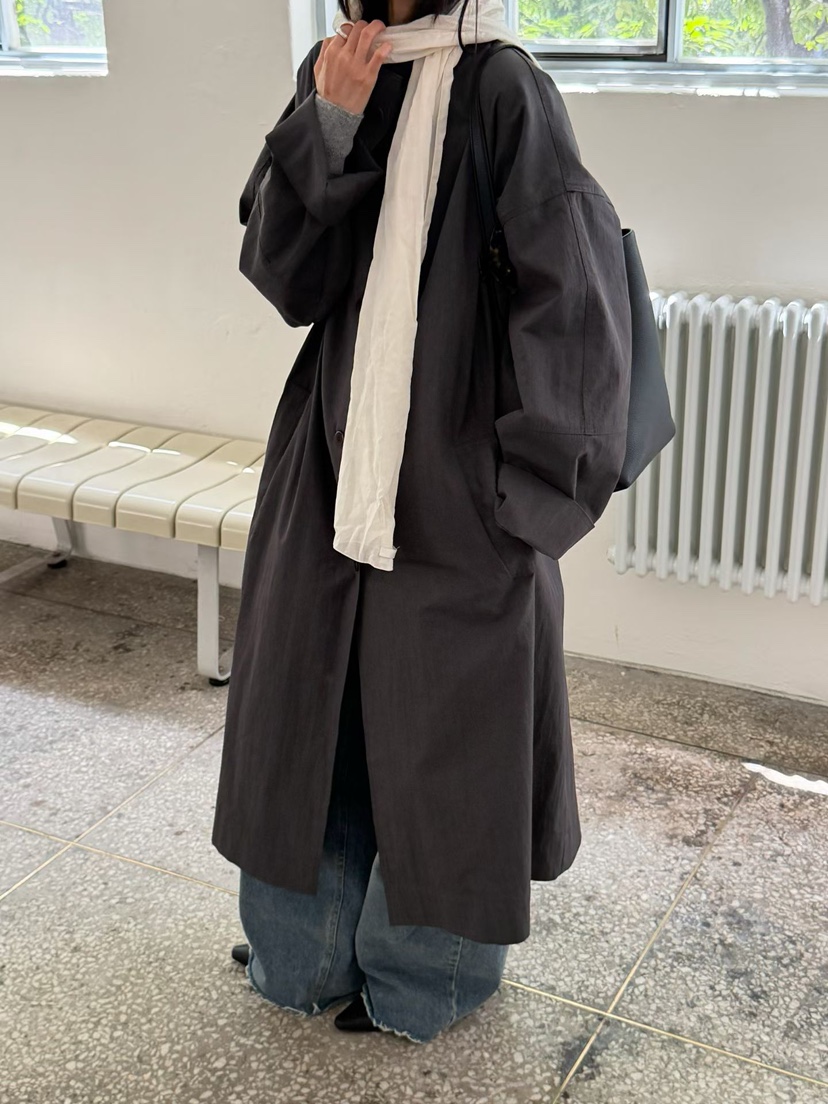 ARKIE/TAF韓國直郵女士新品人氣26初秋休閑長款風衣高領ARKIE/TAF長款風衣