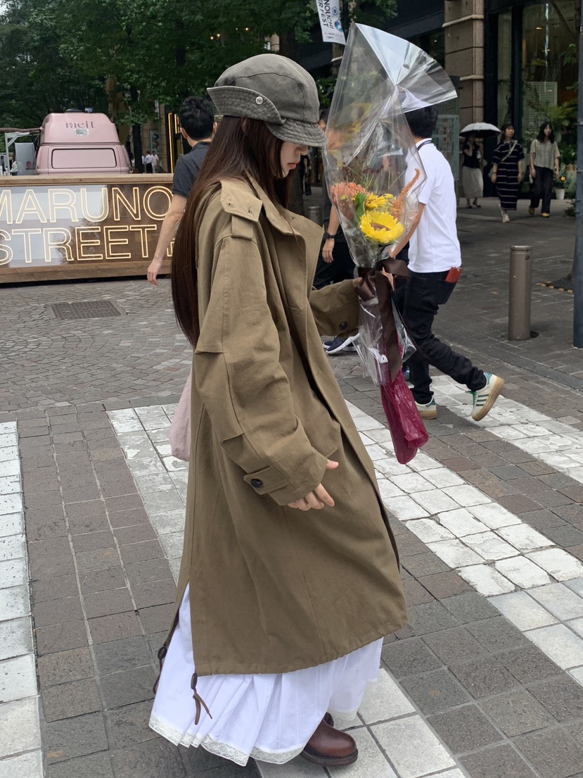 LOGARDEN韓國代購女士新品26初秋熱賣真品時尚26秋冬長款風衣LO GARDEN長款風衣