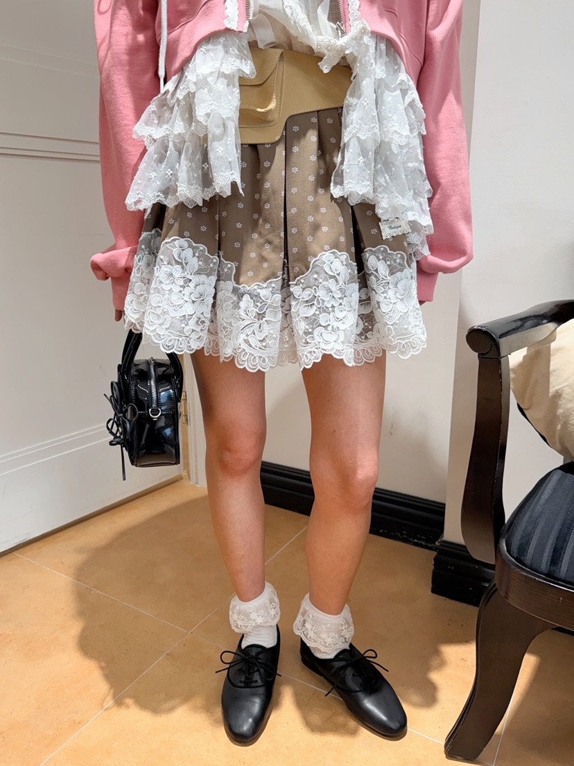 BOUTIQUE-L韓國直郵女士新品熱賣休閑時尚半身裙中短裙蕾絲BOUTIQUE-L半身裙/中短裙