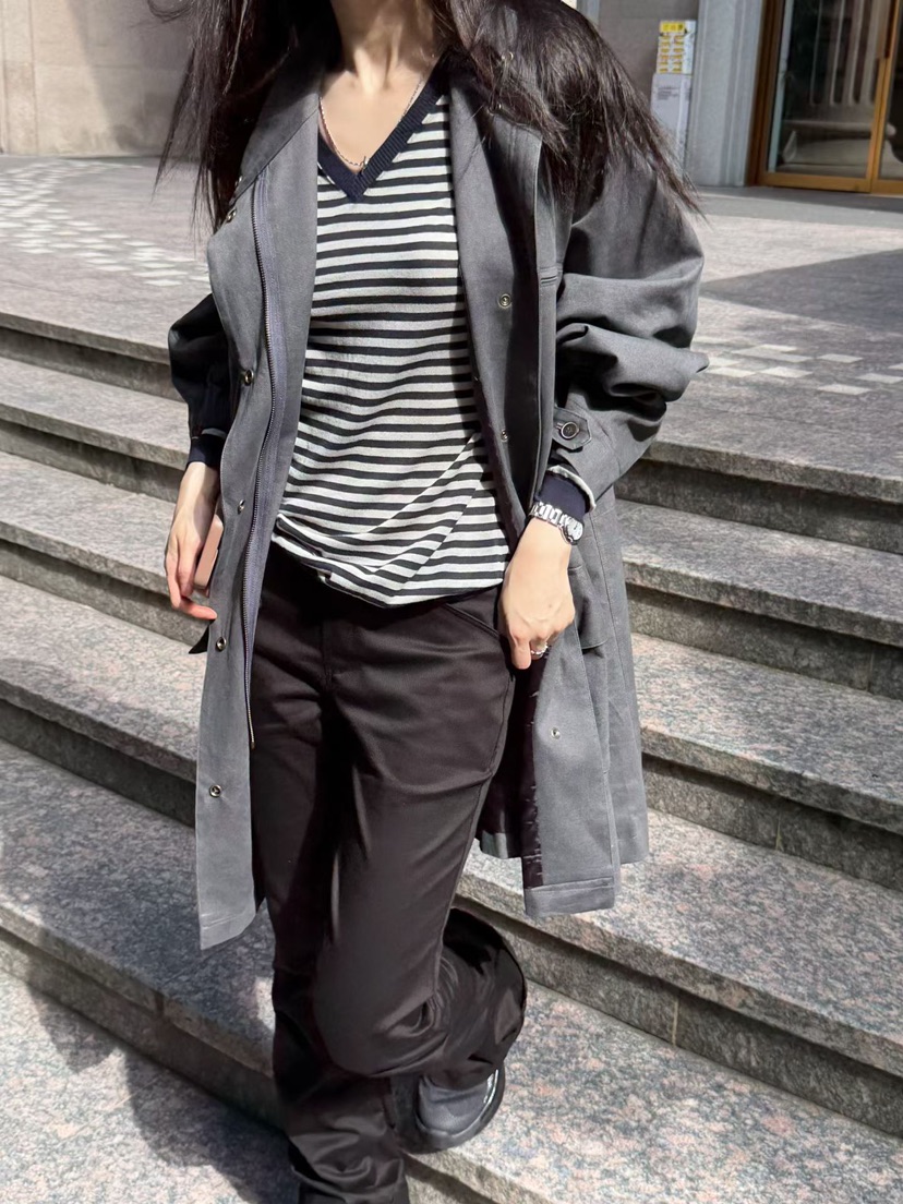 ARKIE/TAF東大門直郵女士新品26秋冬職業休閑針織衫V領條紋ARKIE/TAF針織衫