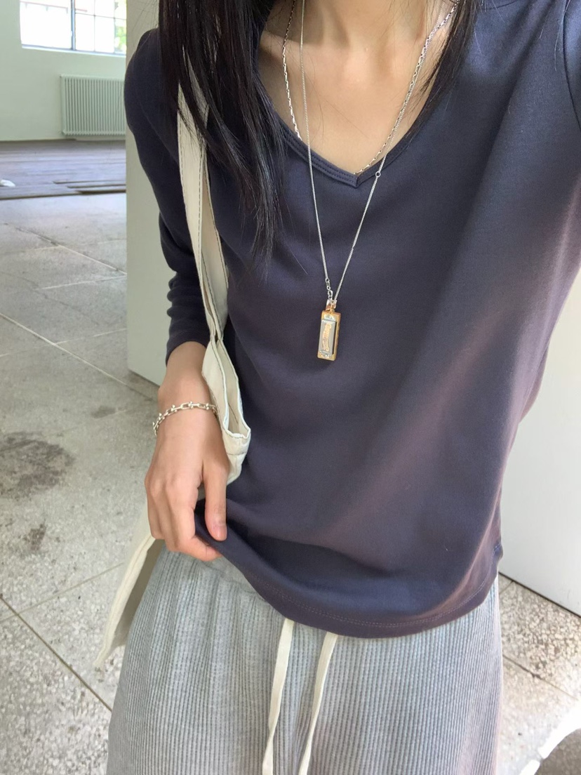 ARKIE/TAF東大門直郵女士新款職業時尚熱賣推薦長袖T恤V領ARKIE/TAF長袖T恤