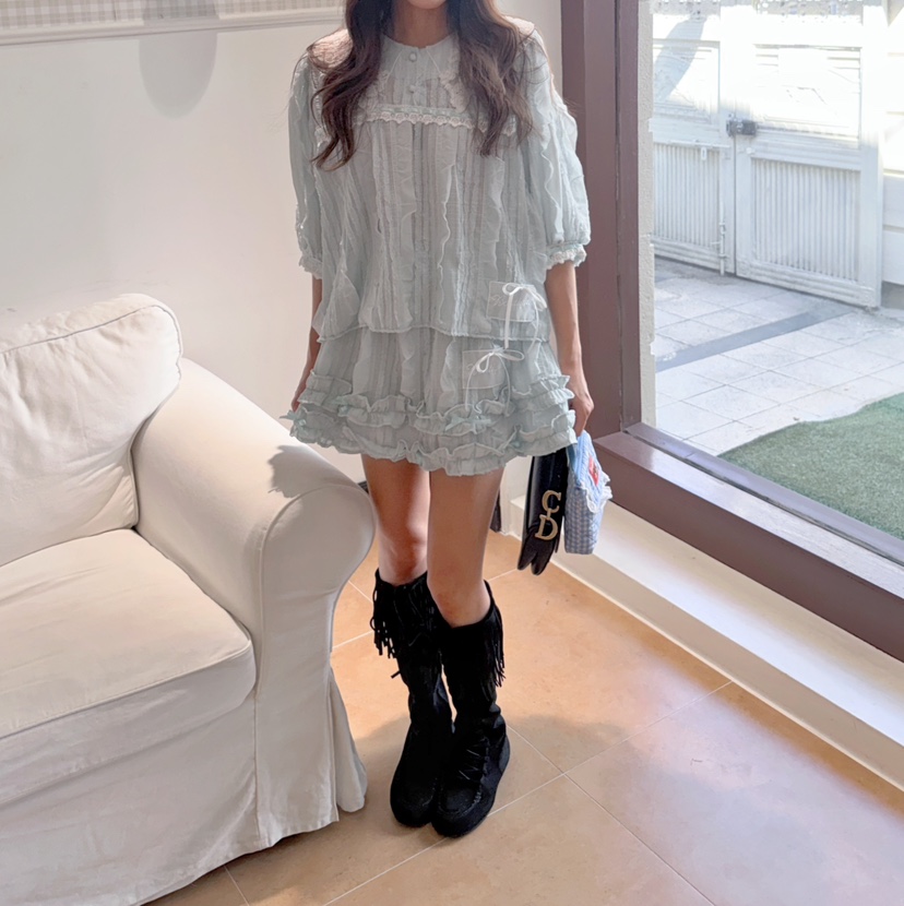 BOUTIQUE-L東大門代購女士新品26秋冬人氣時尚襯衫蕾絲衫BOUTIQUE-L襯衫/蕾絲衫