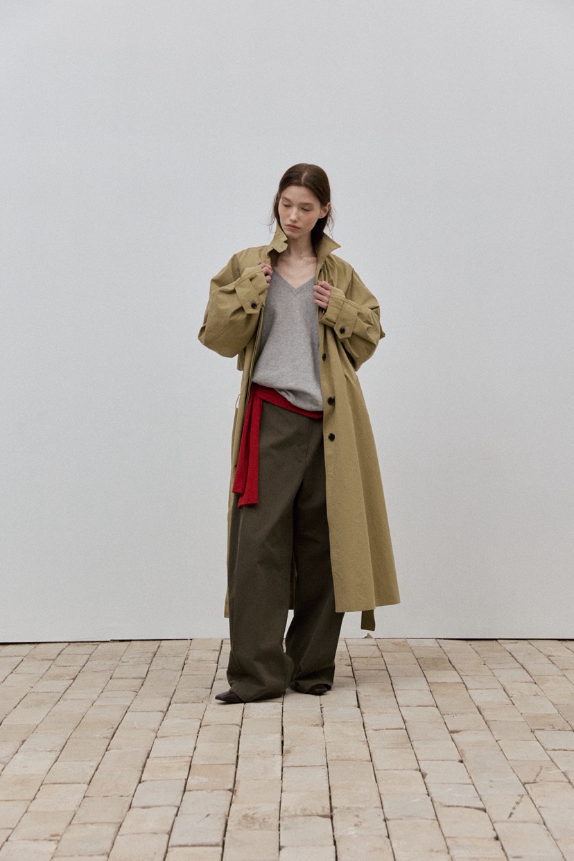 UNBOUND韓國代購女士新品推薦熱賣26秋冬時尚長款風衣含腰帶UNBOUND長款風衣