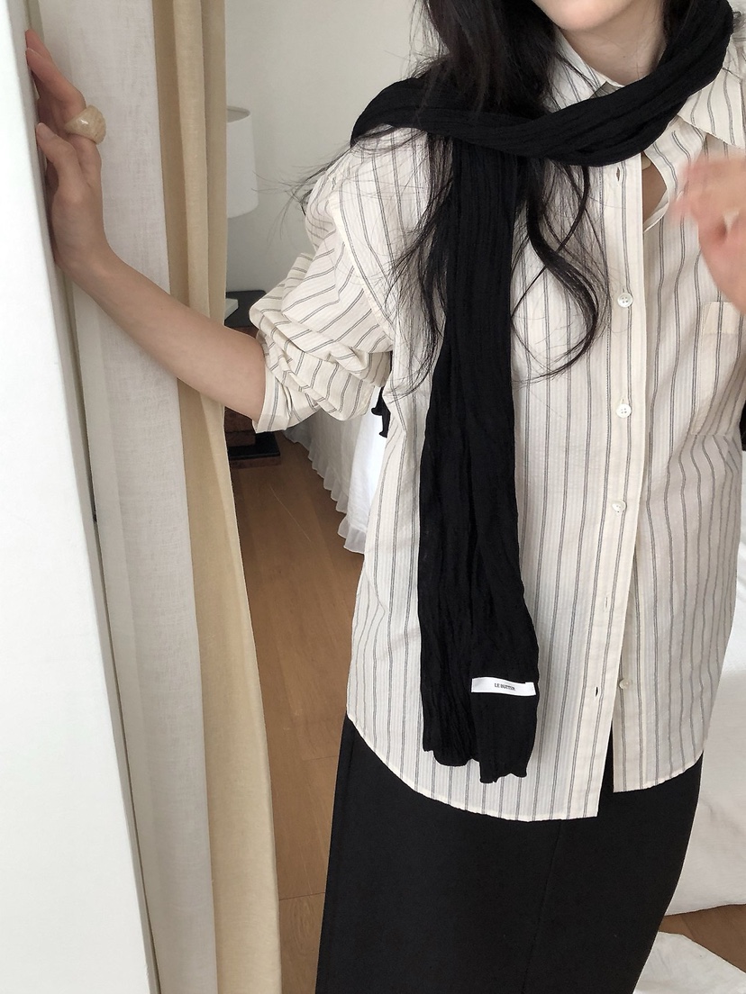 LE BUTTER韓國直郵女士新品熱賣推薦休閑圍巾披肩褶皺圍巾LE BUTTER圍巾/披肩