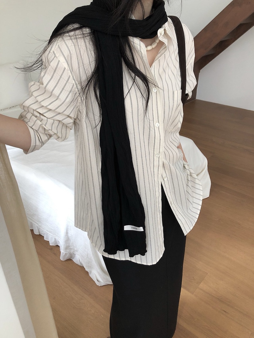 LE BUTTER韓國直郵女士新品熱賣推薦休閑圍巾披肩褶皺圍巾LE BUTTER圍巾/披肩