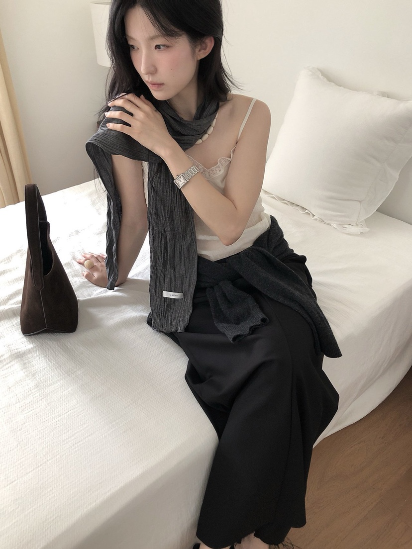 LE BUTTER韓國直郵女士新品熱賣推薦休閑圍巾披肩褶皺圍巾LE BUTTER圍巾/披肩
