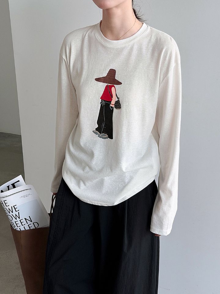 STAY HERE韓國直郵女裝新款休閑26秋冬人氣真品熱賣長袖T恤STAY HERE-2件起長袖T恤圖色2