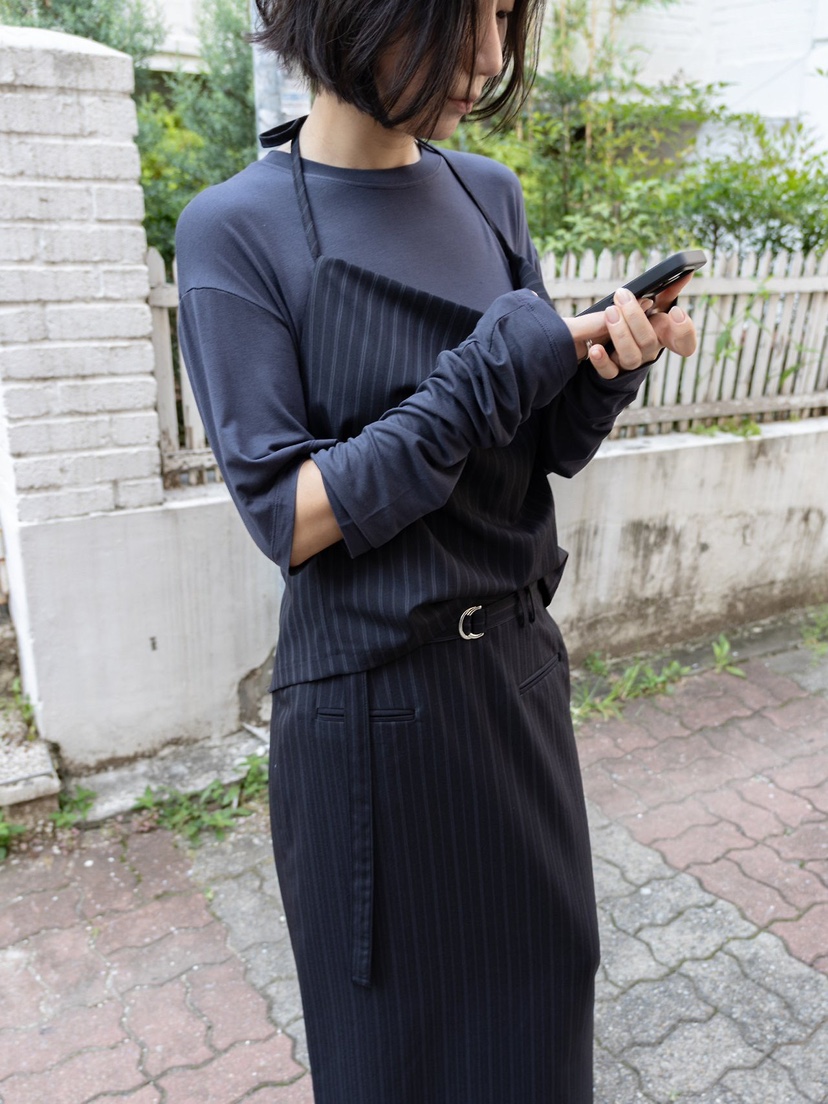 INSSENSE-A韓國代購女裝新品推薦人氣職業休閑長袖T恤開衩INSSENSE-A長袖T恤