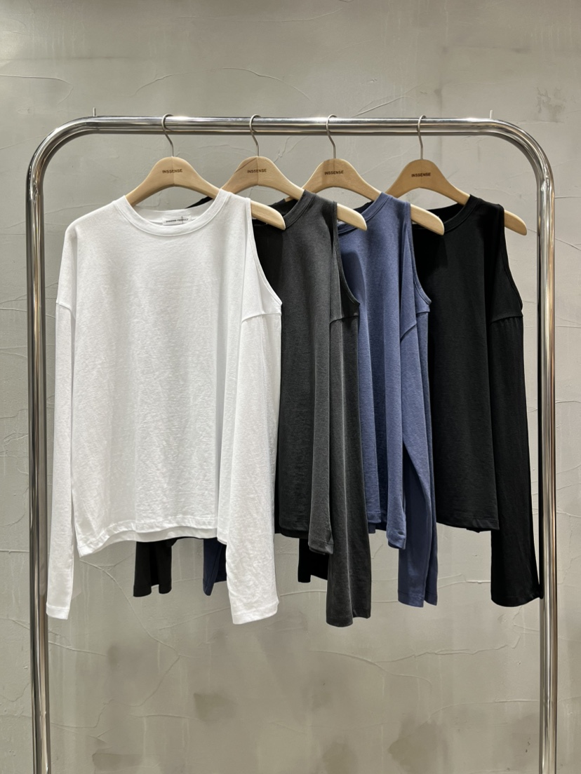 INSSENSE-A韓國代購女裝新款人氣熱賣26秋冬長袖T恤不對稱INSSENSE-A長袖T恤