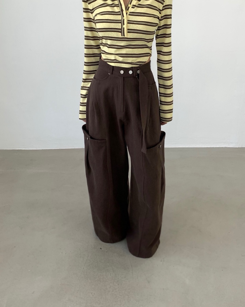 2TWO MOON東大門實拍女士新品真品26秋冬休閑休閑褲腰帶2TWO MOON休閑褲圖色1