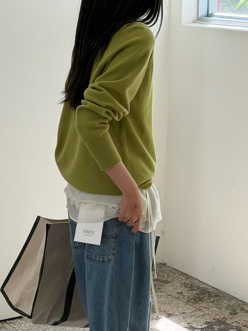 ARKIE/TAF東大門實拍女裝新品26初秋26秋冬針織衫V領羊絨插肩ARKIE/TAF針織衫