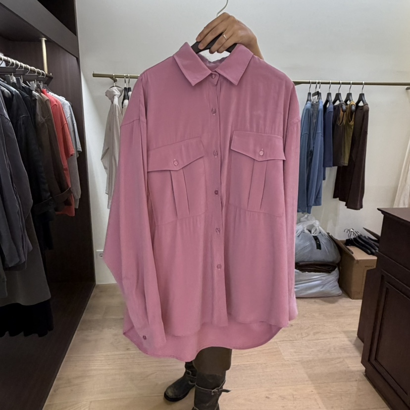 FOREST韓國代購女裝新品26秋冬時尚襯衫蕾絲衫雙口袋大號FOREST襯衫/蕾絲衫圖色2