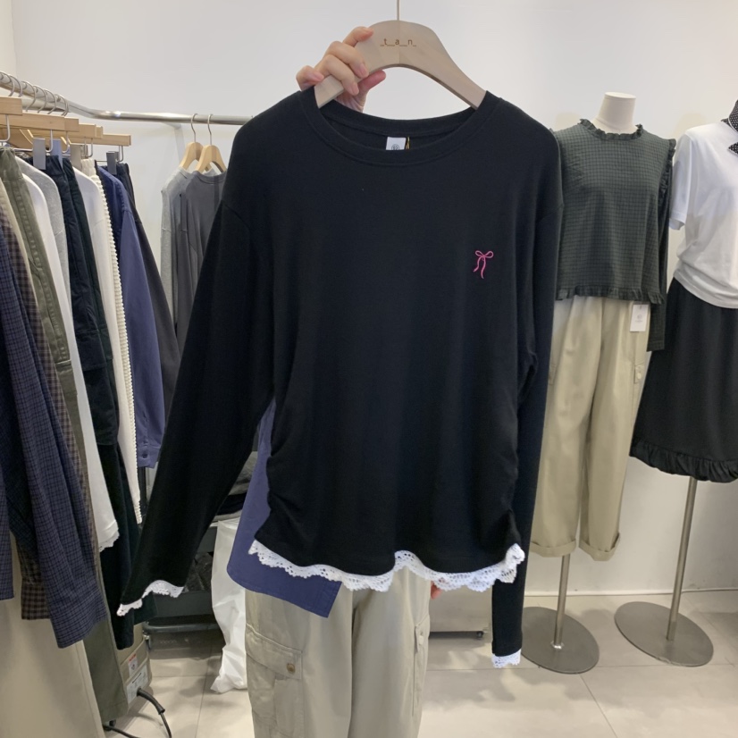 TAN&amp;COMO韓國代購女士新款26秋冬熱賣休閑長袖T恤絲帶tan-COMO長袖T恤圖色3