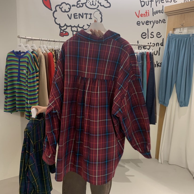 VENTI東大門代購女士新品熱賣26初秋推薦休閑襯衫蕾絲衫格子VENTI襯衫/蕾絲衫