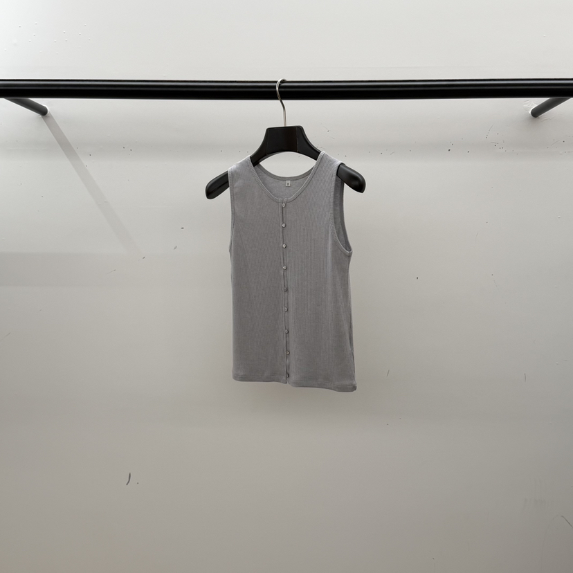 ID東大門實拍女士新品26初秋時尚真品人氣吊帶背心無袖紐扣ID吊帶/背心圖色2