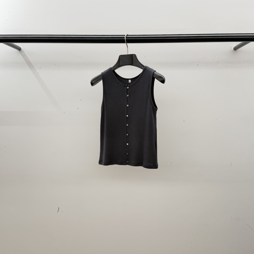 ID東大門實拍女士新品26初秋時尚真品人氣吊帶背心無袖紐扣ID吊帶/背心圖色4