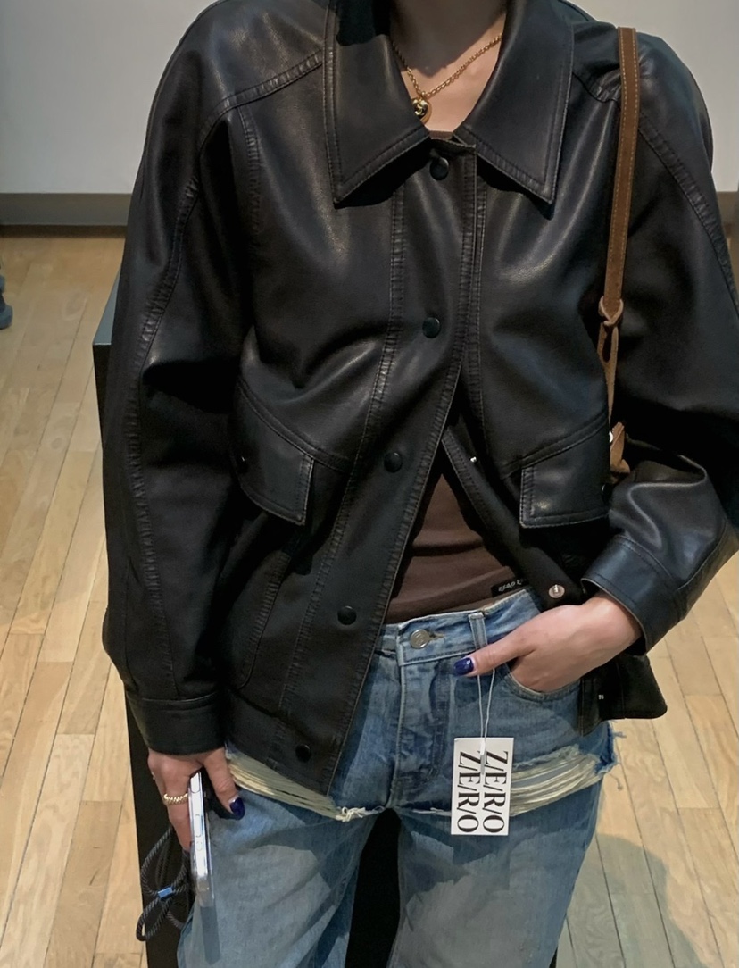 ZEROZERO韓國代購女士新品熱賣26秋冬時尚真品皮衣水洗皮革ZEROZERO皮衣