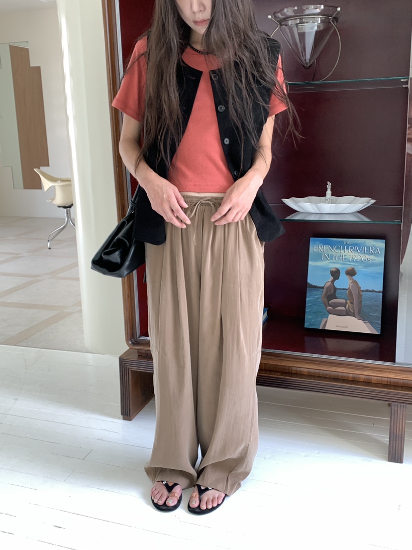 空東大門實拍女裝新款26秋冬26初秋休閑人氣時尚休閑褲纖維TORRE休閑褲