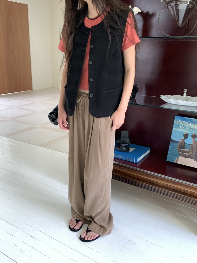 空東大門實拍女裝新款26秋冬26初秋休閑人氣時尚休閑褲纖維TORRE休閑褲