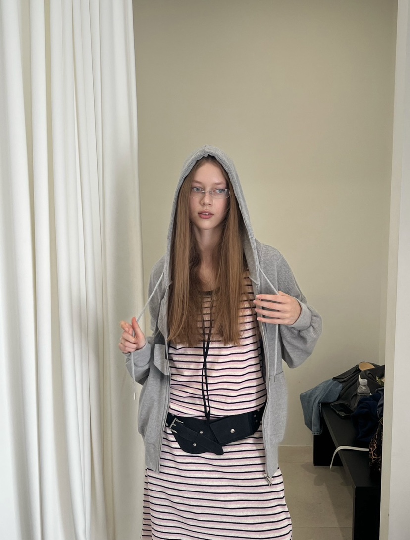 ZEROZERO東大門實拍女裝新款推薦26初秋衛衣拉鏈連帽衫華夫格ZEROZERO衛衣