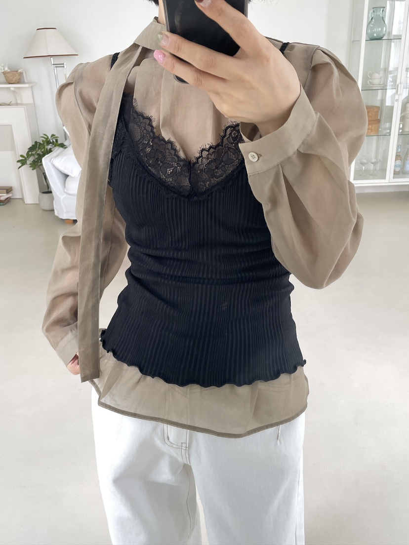 LEMATIN韓國直郵女裝新品26初秋推薦26秋冬襯衫蕾絲衫透明LEMATIN襯衫/蕾絲衫