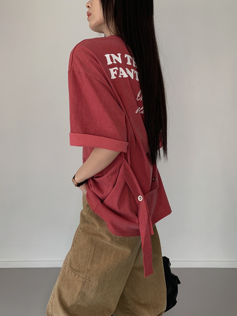 PLAYBUTTON-P韓國代購女士新款推薦人氣熱賣時尚T恤腰帶PLAYBUTTONT恤
