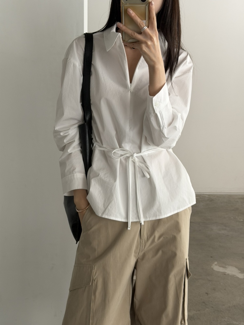 FOSET韓國代購女士新品26秋冬26初秋推薦人氣襯衫蕾絲衫拉鏈FOSET襯衫/蕾絲衫