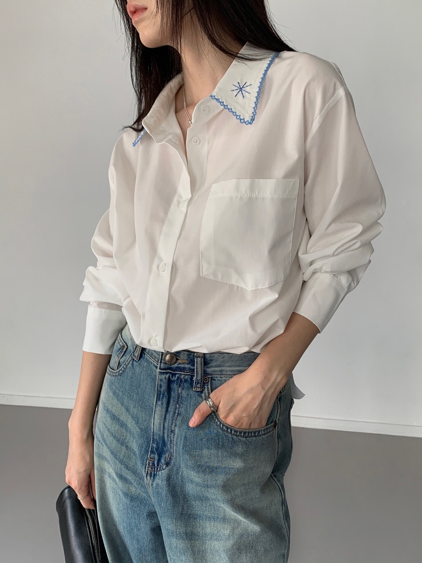PLAYBUTTON-P韓國代購女裝新款26秋冬人氣時尚襯衫蕾絲衫PLAYBUTTON襯衫/蕾絲衫