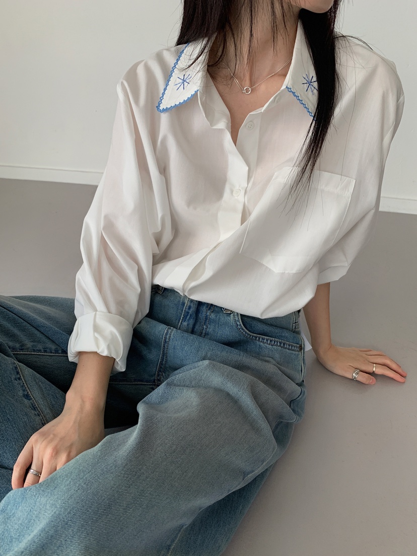 PLAYBUTTON-P韓國代購女裝新款26秋冬人氣時尚襯衫蕾絲衫PLAYBUTTON襯衫/蕾絲衫