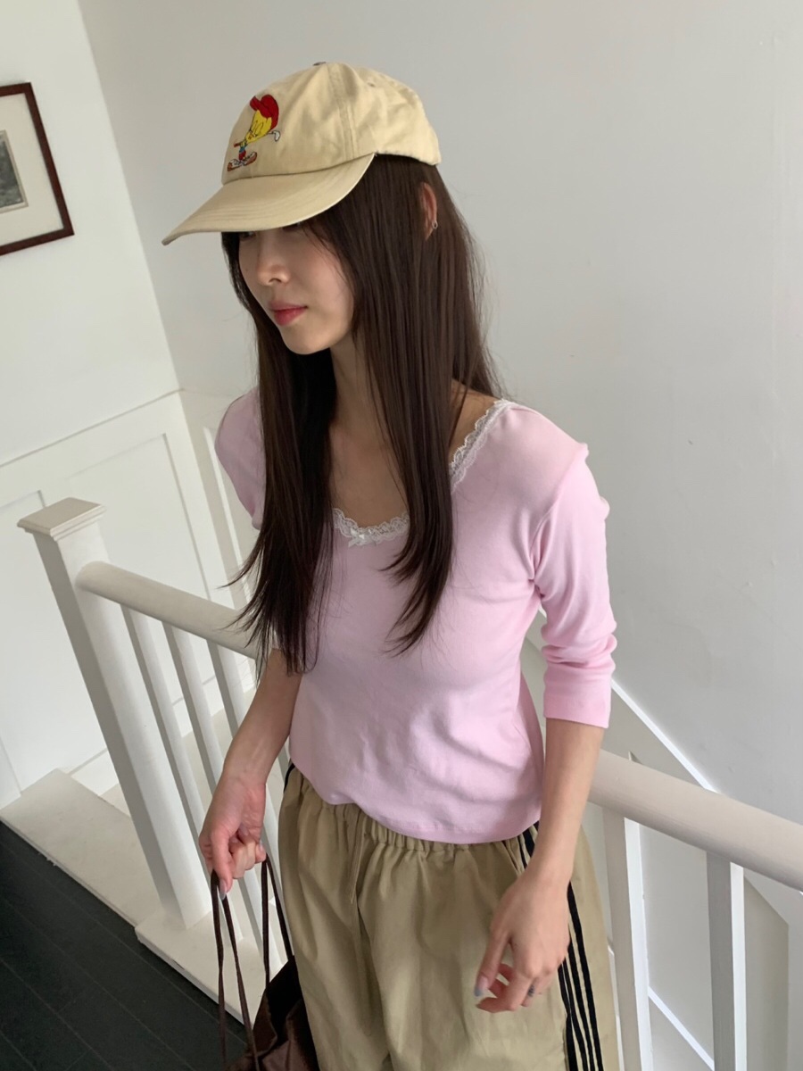 LIKEVAM東大門代購女士新款熱賣26初秋真品休閑推薦T恤蕾絲LIKEVAMT恤