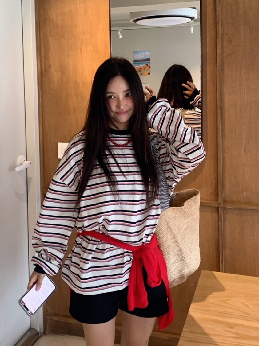 LIKEVAM韓國代購女士新款26秋冬人氣休閑時尚26初秋長袖T恤LIKEVAM長袖T恤
