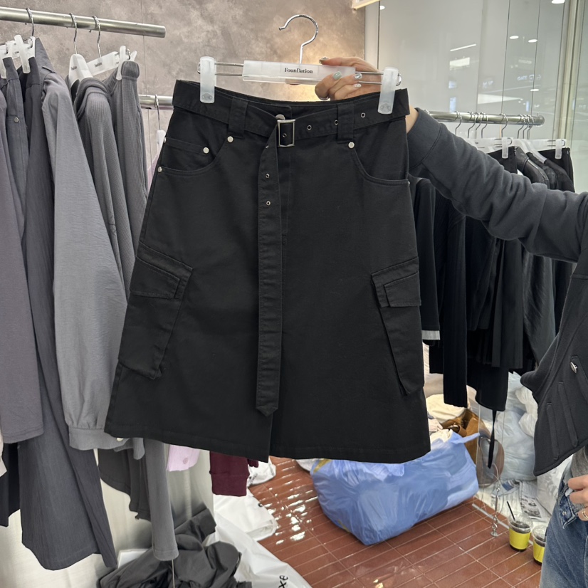 FOUNDATION東大門直郵女裝新品人氣真品半身裙中短裙含腰帶FOUNDATION半身裙/中短裙圖色2