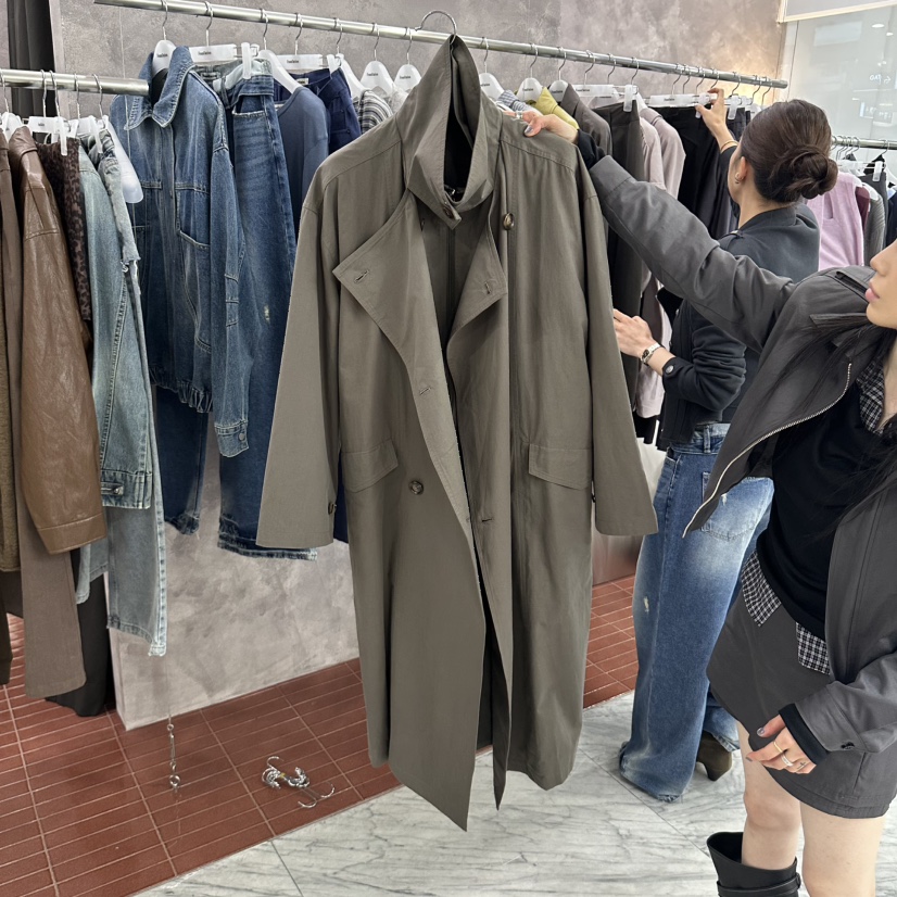 FOUNDATION韓國代購女裝新品休閑26秋冬時尚真品長款風衣FOUNDATION長款風衣圖色2