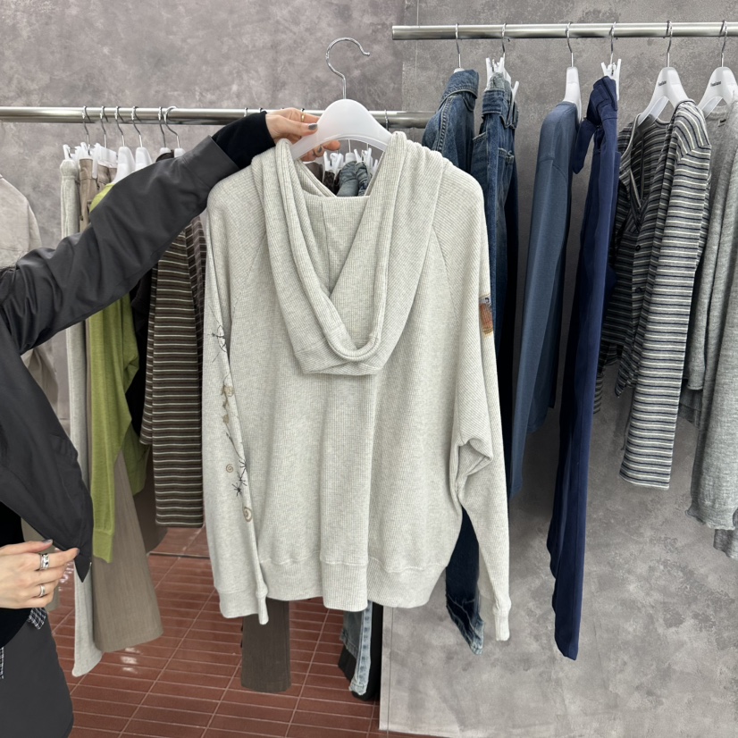 FOUNDATION東大門實拍女裝新品真品時尚26初秋衛衣華夫格FOUNDATION衛衣