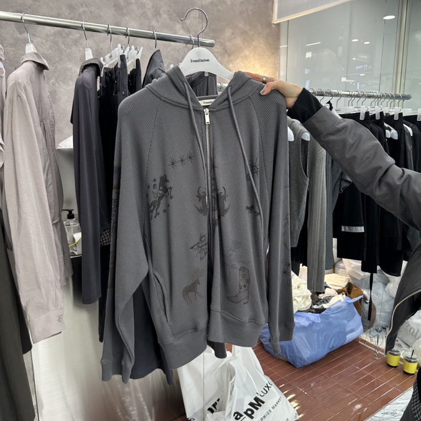 FOUNDATION東大門實拍女裝新品真品時尚26初秋衛衣華夫格FOUNDATION衛衣圖色2