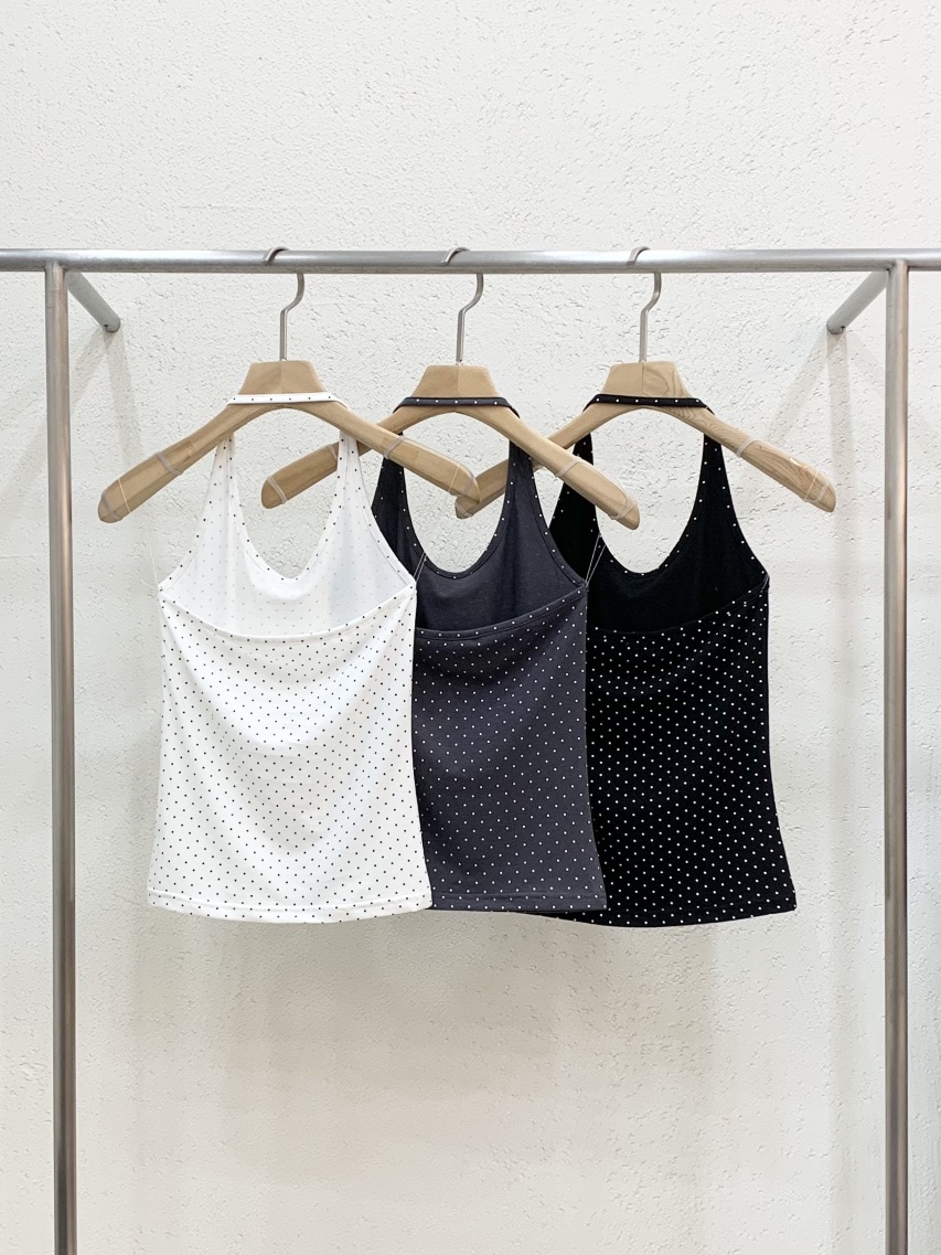 LIGHT AND SALT東大門直郵女裝新品休閑吊帶背心露背圓點無袖LIGHT AND SALT吊帶/背心