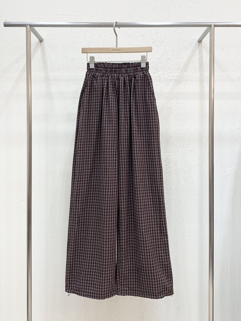 LIGHT AND SALT東大門代購女裝新品熱賣休閑褲毛絨格紋LIGHT AND SALT休閑褲
