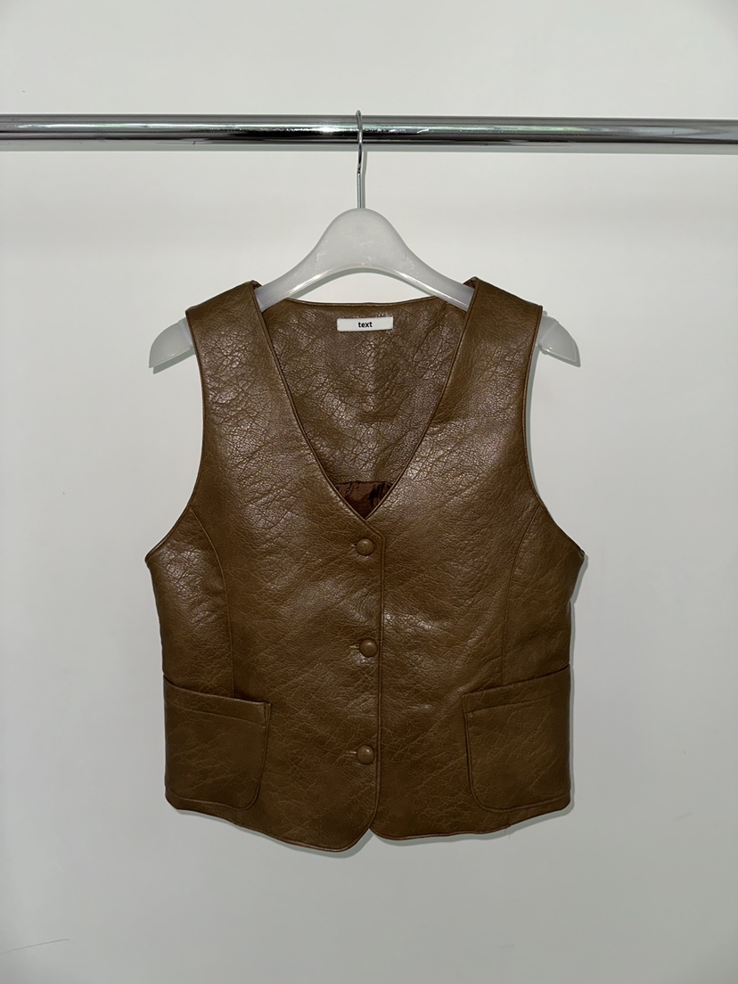 MAINT韓國直郵女裝新款人氣26秋冬26初秋熱賣時尚馬甲皮革絨MAINT馬甲圖色1