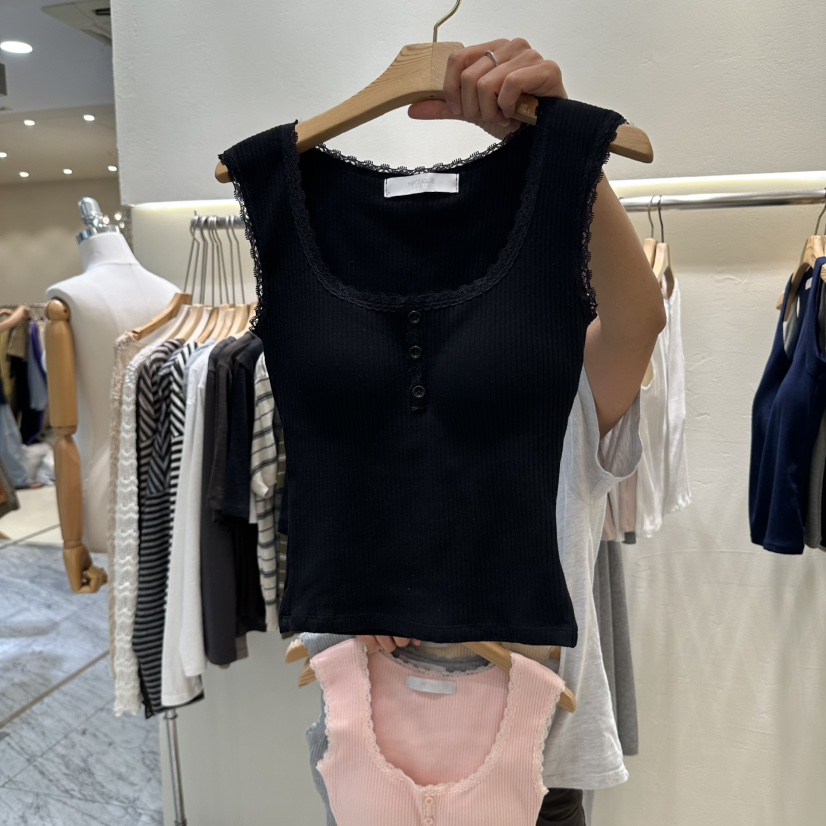 ROUGH韓國直郵女士新品真品熱賣26秋冬26初秋吊帶背心無袖ROUGH吊帶/背心圖色3黑色