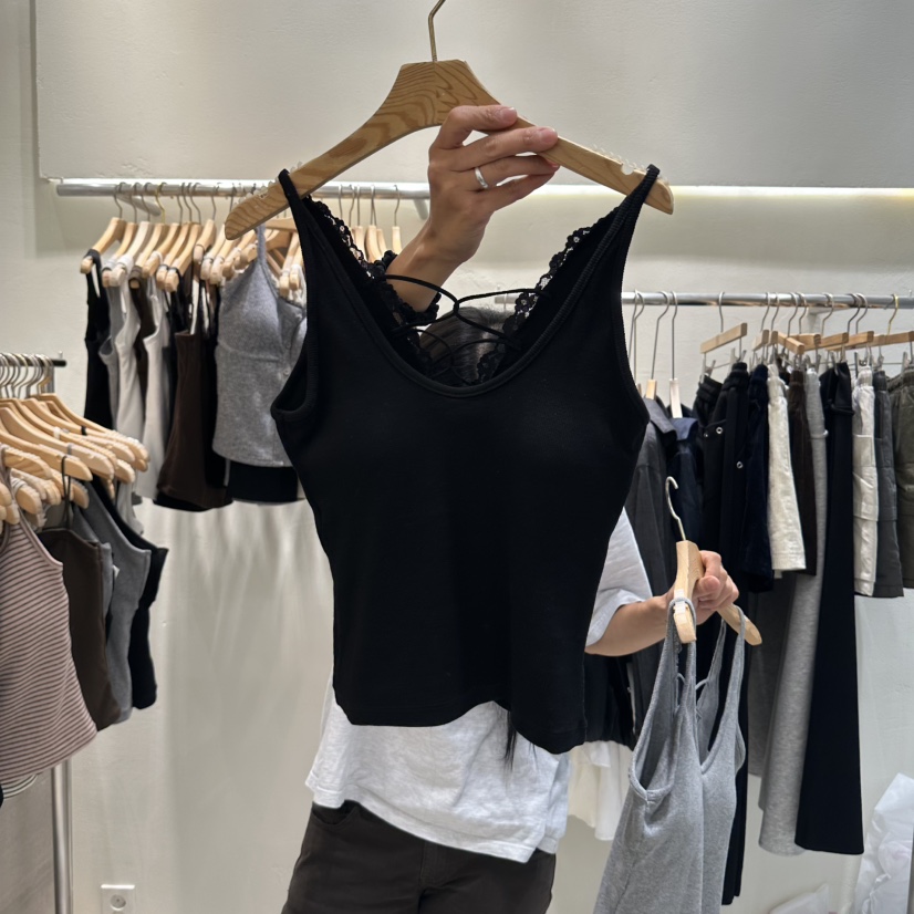 ROUGH東大門直郵女士新品人氣真品熱賣推薦時尚吊帶背心蕾絲ROUGH吊帶/背心圖色4黑色