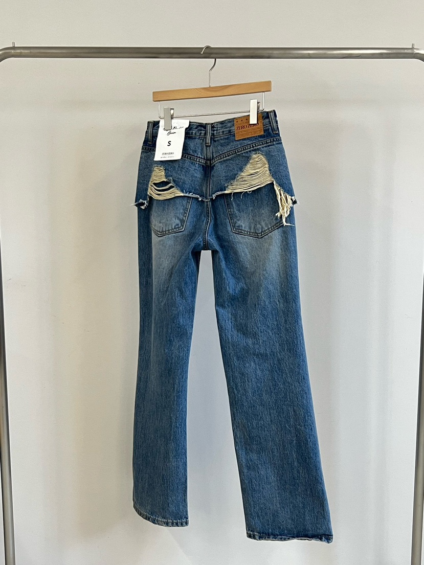 ZEROZERO東大門直郵女裝新品熱賣休閑牛仔褲直筒牛仔雙層ZEROZERO牛仔褲