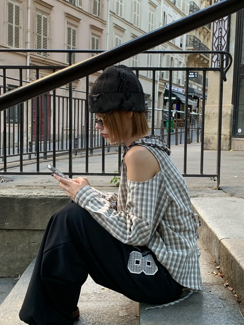 ZEROZERO韓國直郵26秋冬新品時尚真品熱賣襯衫蕾絲衫格紋ZEROZERO襯衫/蕾絲衫