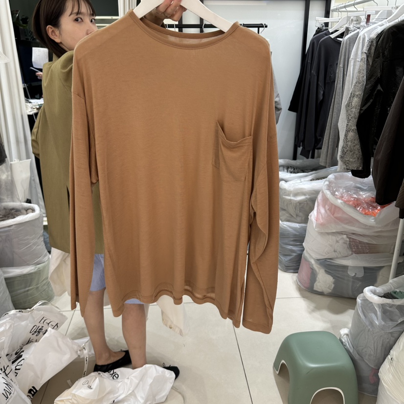 EGG IS韓國代購26秋季新品真品時尚休閑人氣長袖T恤口袋EGG IS長袖T恤圖色5